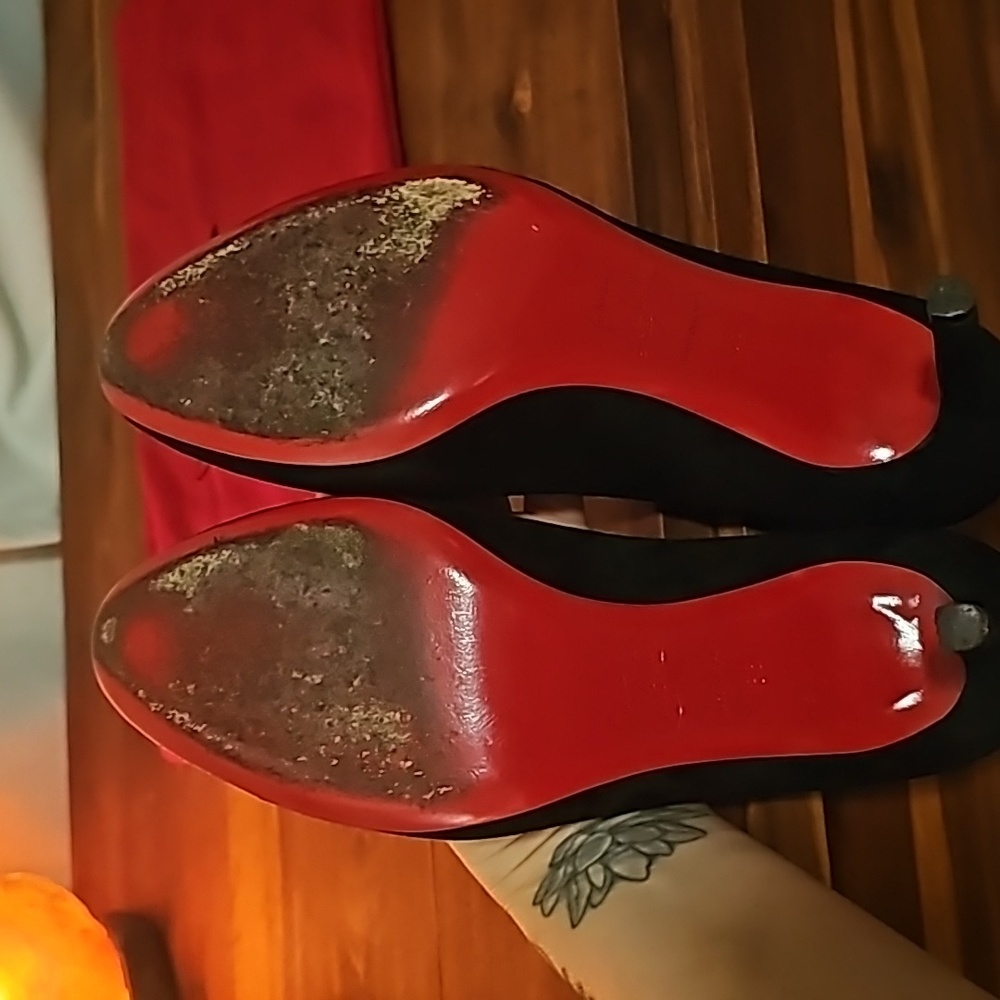 Christian Louboutin Ron Ron 85 black round toe suede heels size 38 - Picture 5 of 6